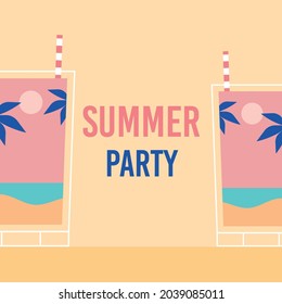 vector illustration with cocktail. summer vibes	
