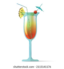 Vector illustration of cocktail wuth pineapple. Drinks and beverages, party and festive. Alcohol and soft bar