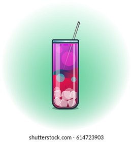Vector illustration cocktails drinks in glasses vector flat icons. Set of alcohol and soft drinks and refreshments for cocktail party or bar menu design element