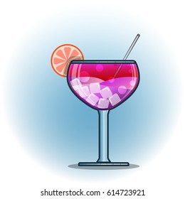 Vector illustration cocktails drinks in glasses vector flat icons. Set of alcohol and soft drinks and refreshments for cocktail party or bar menu design element