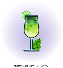 Vector illustration cocktails drinks in glasses vector flat icons. Set of alcohol and soft drinks and refreshments for cocktail party or bar menu design element