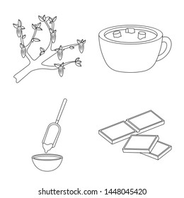 Vector illustration of cocoa and beans icon. Set of cocoa and sweetness stock vector illustration.