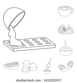 Vector illustration of cocoa and beans logo. Collection of cocoa and sweetness stock vector illustration.