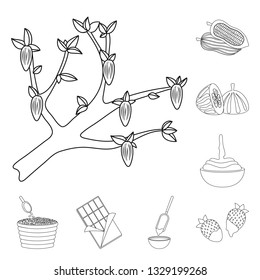 Vector illustration of cocoa and beans sign. Collection of cocoa and sweetness stock vector illustration.