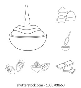Vector illustration of cocoa and beans sign. Set of cocoa and sweetness stock vector illustration.