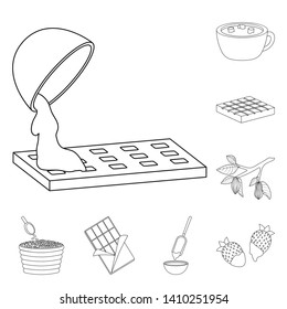 Vector illustration of cocoa and beans symbol. Set of cocoa and sweetness stock vector illustration.