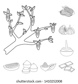 Vector illustration of cocoa and beans symbol. Collection of cocoa and sweetness stock vector illustration.