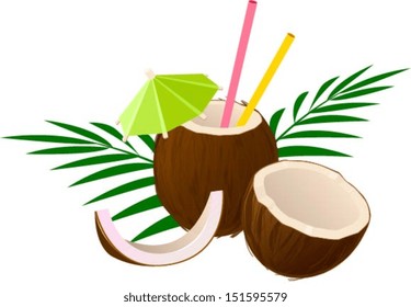 Vector illustration of a coconut arrangement.