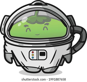 A vector illustration of coconut astronout with happy face. fit for coconut product, kid book cover etc.