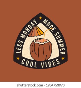 Vector illustration of coconut cocktail On brown background