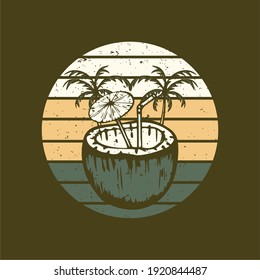 vector illustration coconut juice vintage illustration