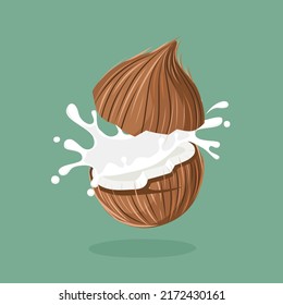 Vector illustration, coconut milk splash, element design for packaging, advertisement.