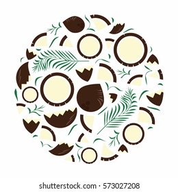 vector illustration of  coconut nuts in circle shape design 