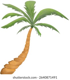Vector illustration of coconut trees in different growth stages and poses – straight, curved, climbing frame, with or without fruit. Perfect for tropical themes, summer designs, or nature education
