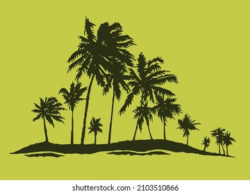 Vector illustration of coconut trees silhouette.