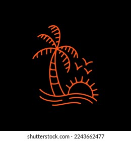  vector illustration of coconut trees and sunset