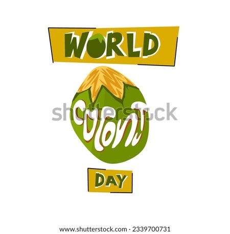 Vector illustration, Coconut and coconut water splash isolated as a banner, poster or template, World Coconut Day. 2 september