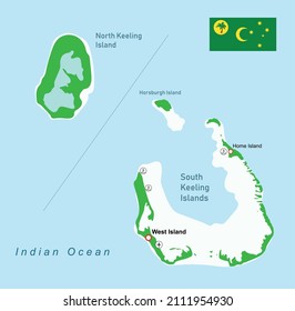 Vector illustration Cocos (Keeling) Islands map