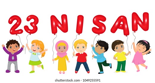vector illustration of the cocuk baryrami 23 nisan , translation: Turkish April 23 , graphic design to the Turkish holiday, kids icon, children logo
