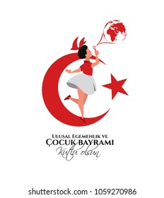 vector illustration of the cocuk baryrami 23 nisan , translation: Turkish April 23 National Sovereignty and Children's Day, graphic design to the Turkish holiday, kids icon, children logo vector