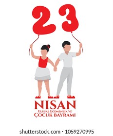 vector illustration of the cocuk baryrami 23 nisan , translation: Turkish April 23 National Sovereignty and Children's Day, graphic design to the Turkish holiday, kids icon, children logo.