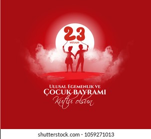 vector illustration of the cocuk baryrami 23 nisan , translation: Turkish April 23 National Sovereignty and Children's Day, graphic design to the Turkish holiday, kids icon, children logo vector