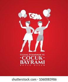 vector illustration of the cocuk baryrami 23 nisan , translation: Turkish April 23 National Sovereignty and Children's Day, graphic design to the Turkish holiday, kids icon, children logo vector