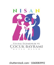 vector illustration of the cocuk baryrami 23 nisan , translation: Turkish April 23 National Sovereignty and Children's Day, graphic design to the Turkish holiday, kids icon, children logo.