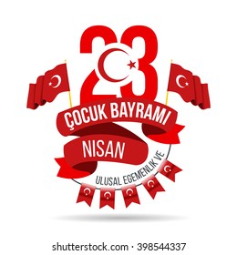 vector illustration of the cocuk baryrami 23 nisan , translation: Turkish April 23 National Sovereignty and Children's Day, graphic design to the Turkish holiday, kids icon, children logo.