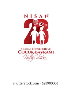 vector illustration of the cocuk baryrami 23 nisan , translation: Turkish April 23 National Sovereignty and Children's Day, graphic design to the Turkish holiday, kids icon, children logo.