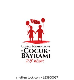 vector illustration of the cocuk baryrami 23 nisan , translation: Turkish April 23 National Sovereignty and Children's Day, graphic design to the Turkish holiday, kids icon, children logo.