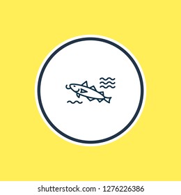 Vector illustration of cod fish icon line. Beautiful nautical element also can be used as catfish icon element.