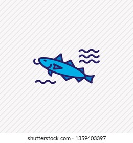 Vector illustration of cod fish icon colored line. Beautiful nautical element also can be used as catfish icon element.