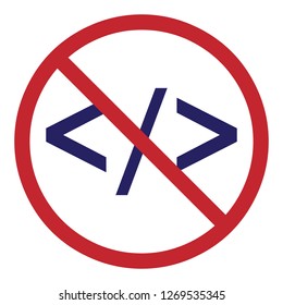 vector illustration of code and restriction sign for low coding and developing and programming optimization process