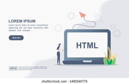 Vector illustration of coding & development or software solution concept with "coding" website technology and programming concept