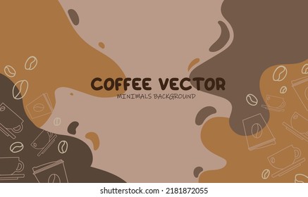 Vector illustration of coffee bean AND CUP  pattern including seamless on bROWN background. Sketch of coffee beans. Hand-drawn coffee beans vector.