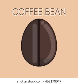 Vector illustration of coffee bean on light orange background.
