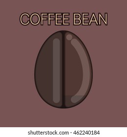 The vector illustration of coffee bean on brown background.