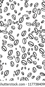 vector illustration of coffee bean pattern including seamless on white background. sketch of coffee beans. Hand drawn coffee beans vector.
