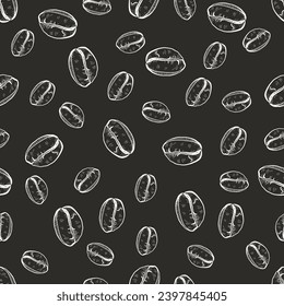 vector illustration of coffee bean pattern including seamless on white background. sketch of coffee beans.