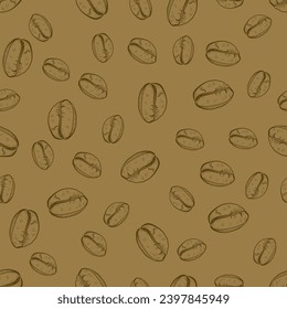 vector illustration of coffee bean pattern including seamless on white background. sketch of coffee beans.