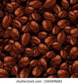 Vector illustration with coffee bean seamless pattern. Backdrop for cafe menu. Coffee bean texture. 