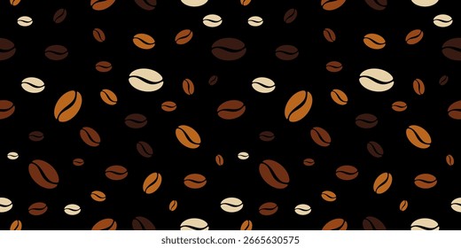 Vektorgrafik des nahtlosen Musters einer Kaffeebohne. Kaffeebohnen, Hintergrund