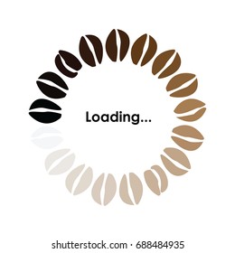 vector illustration for coffee beans in circle shape as loading bar concept