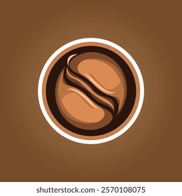 Vector illustration of coffee beans in a glass on a brown background