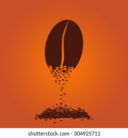 Vector illustration of coffee beans. instant coffee