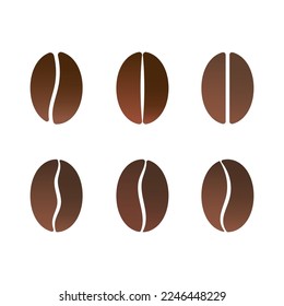 Vector Illustration of Coffee Beans Set. Coffee Bean Icon Isolated on White Background