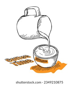 Vector illustration of coffee being poured with milk to make espresso for coffee day campaign