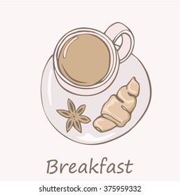 Vector illustration of coffee and cake