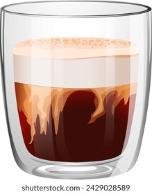 Vector illustration of coffee in a clear glass